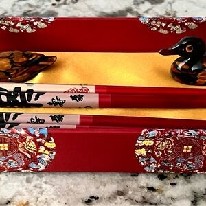 Elegant Red Japanese Chopstick Set